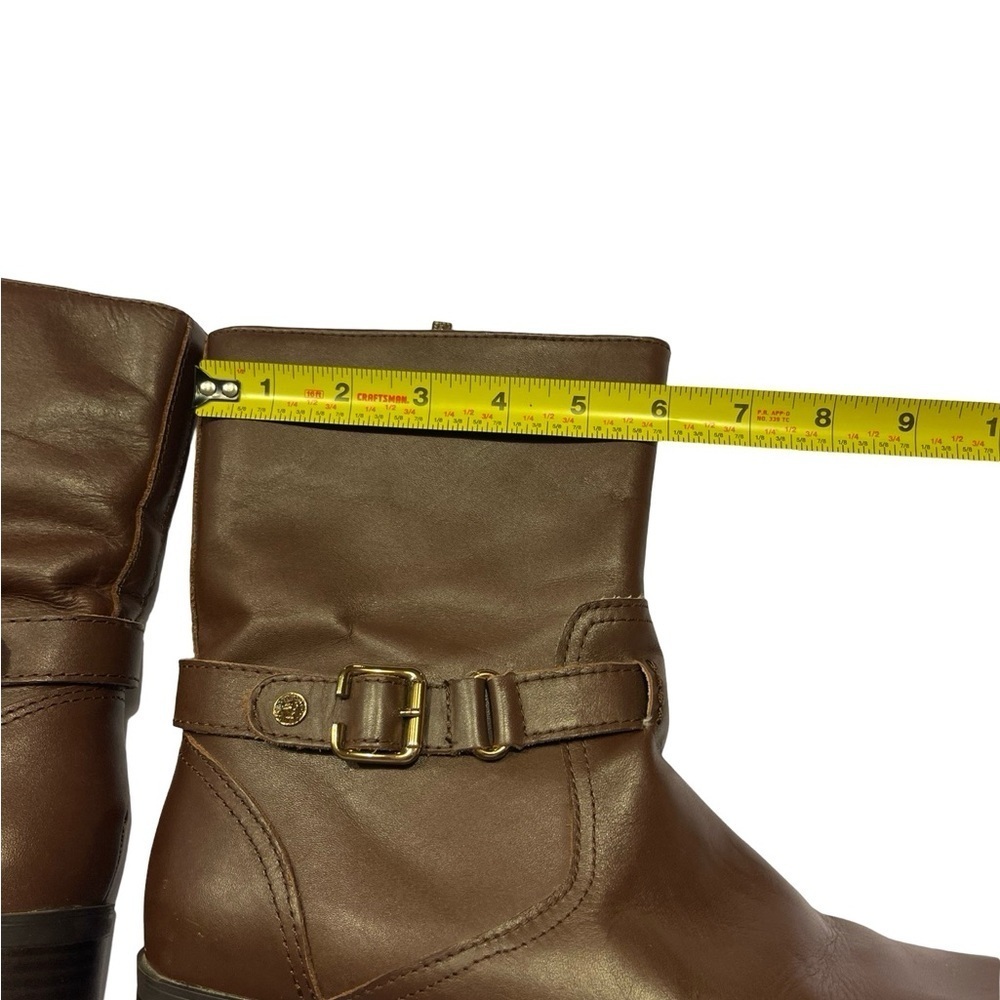 Anne Klein Dark Brown iflex Akcrayton Zipper Ankle Boots Gold Hardware Size 10 - Picture 8 of 14